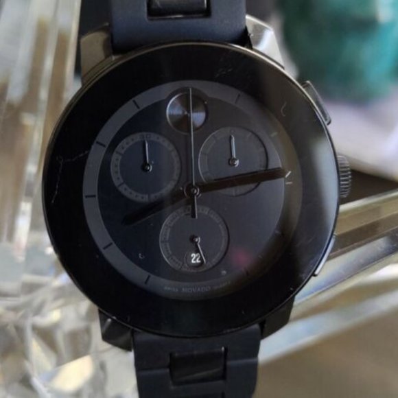 {SOLD} Authentic Movado Bold All Black Chronograph Watch Women's 40mm - Picture 3 of 8